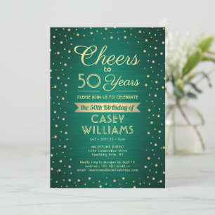 Invitation N'IMPORTE QUEL Anniversaire Cheers Brossé Vert & O