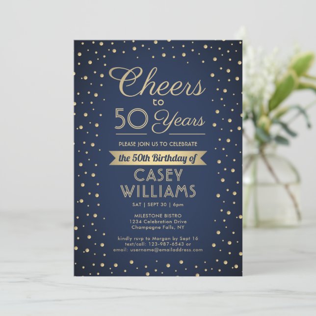 Invitation N'IMPORTE QUEL Anniversaire Salue Marine Blue and  (Debout devant)