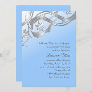 Invitation N'importe quel Bat mitzvah de swag couleur Silver 