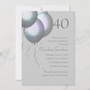 Invitation N'Importe Quel Nombre Ballons Aurora Argent Annive