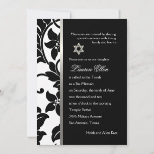 Invitation N'importe quelle couleur avec le Bat mitzvah Damas