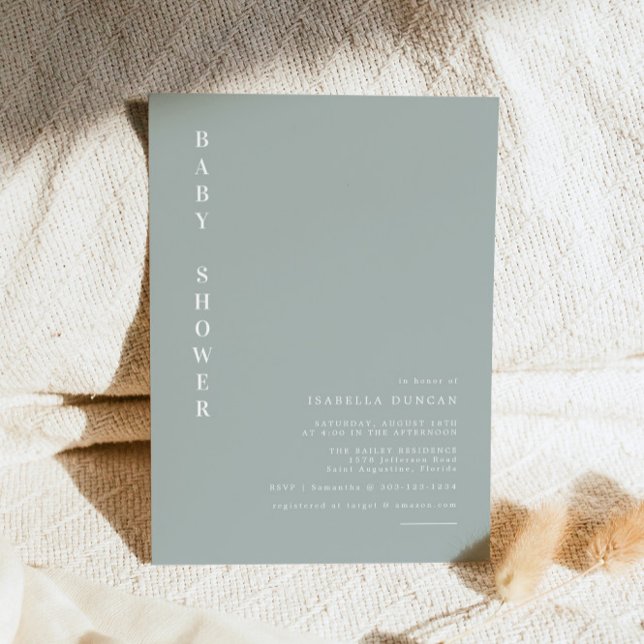 Invitation NINA Sage Green Bohemian Minimal Baby shower (Créateur téléchargé)