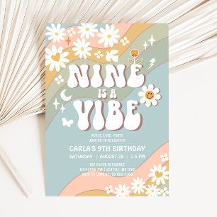 Invitation NINE est une atmosphère de fête hippie Daisy rétro