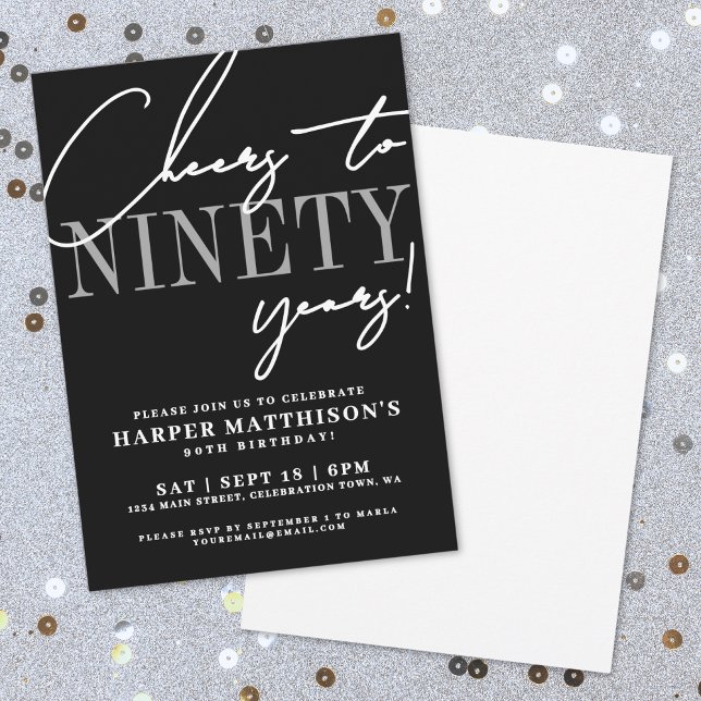 Invitation Ninety Black 90th Birthday Party (Ninety Black 90th Birthday Party Invitation)