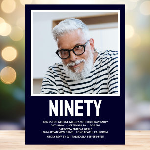 Invitation NINETY moderne Photo 90th Birthday Party Invitatio
