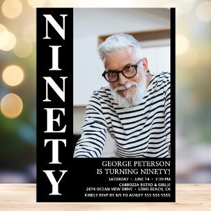Invitation NINETY Photo moderne 90th Birthday Party