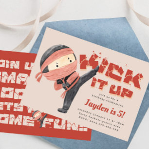 Invitation Ninja Anniversaire, Karate Martial Arts, Kick it u