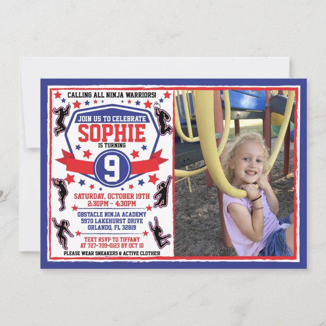 Invitation Ninja Filles guerrières Anniversaire Photo (Devant)