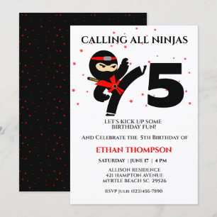 Invitation Ninja Karate Anniversaire Personnalisé Age Party I