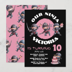 Invitation Ninja Karate Cake Guerrier Fête d'anniversaire