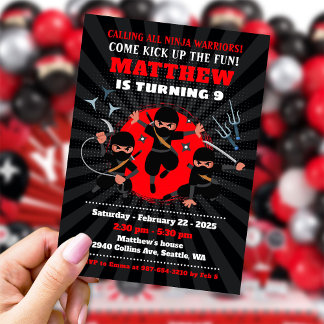 Invitation Ninja party invitation, Ninja anniversaire