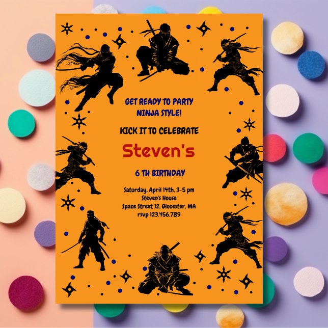Invitation Ninja style kids birthday (Créateur téléchargé)