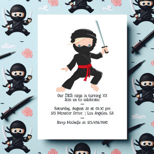 Invitation Ninja thème fête d'anniversaire