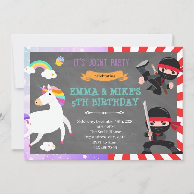 Invitation Ninja unicorn (Devant)