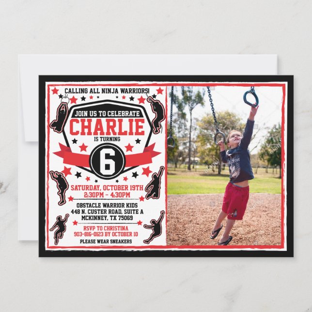 Invitation Ninja Warriors Boys Photo Anniversaire (Devant)