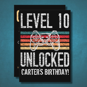 Invitation Niveau 10 Déverrouillé 10e anniversaire Personnali