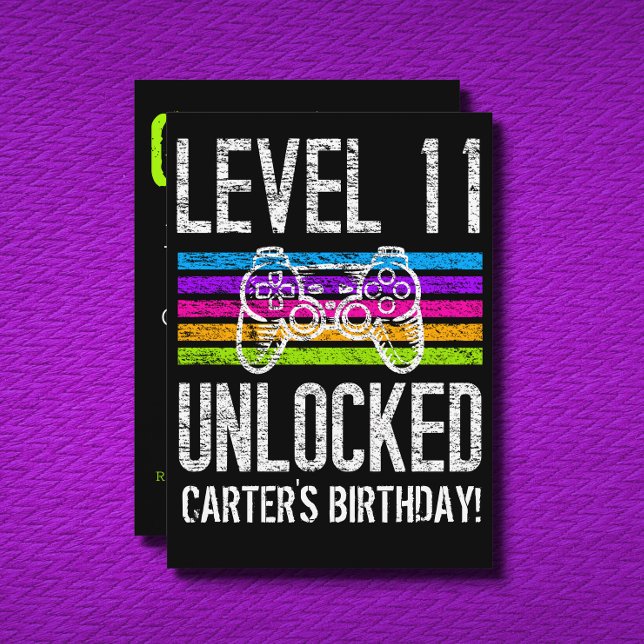 Invitation Niveau 11 Déverrouillé 11e anniversaire Jeu person (Créateur téléchargé)