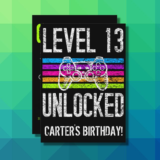 Invitation Niveau 13 Déverrouillé 13e anniversaire Jeu person (Créateur téléchargé)