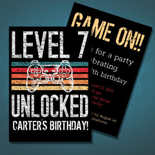 Invitation Niveau 7 Déverrouillé 7e anniversaire Personnalisé