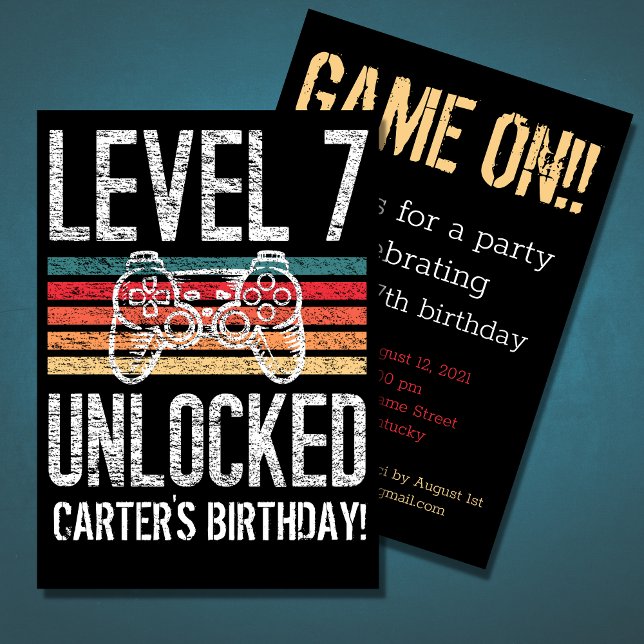 Invitation Niveau 7 Déverrouillé 7e anniversaire Personnalisé (Créateur téléchargé)