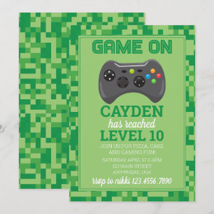 Invitation Niveau de jeu vidéo en haut Gamer Anniversaire Inv