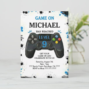 Invitation Niveau de jeu vidéo Joueur anniversaire