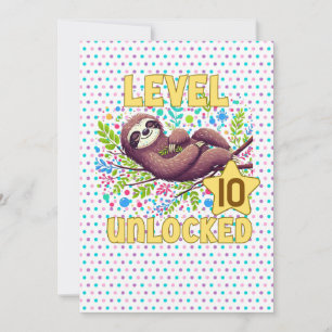 Invitation Niveau de Sloth Déverrouillé Anniversaire Gamer De
