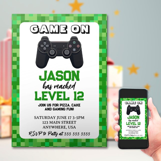 Invitation Niveau du jeu vidéo jusqu'à Gamer Anniversaire (Créateur téléchargé)