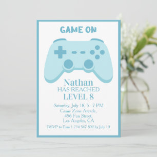 Invitation Niveau supérieur fête   Jeux vidéo 8ème anniversai