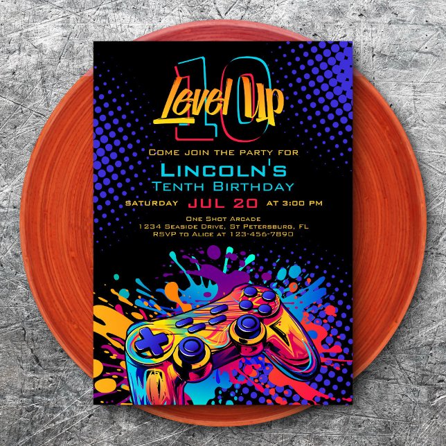Invitation Niveau Up Video Game Controller Anniversaire (Créateur téléchargé)