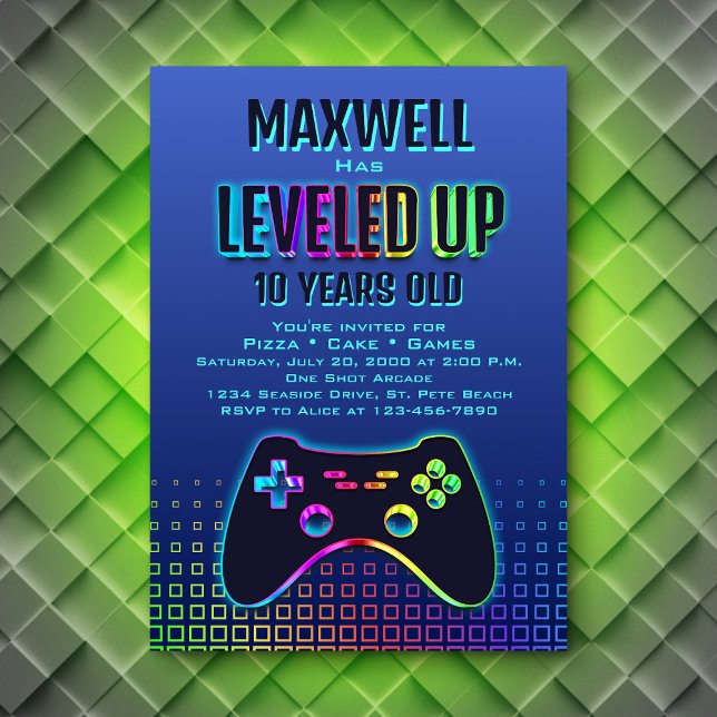 Invitation Niveau Up Video Game Controller Anniversaire (Créateur téléchargé)