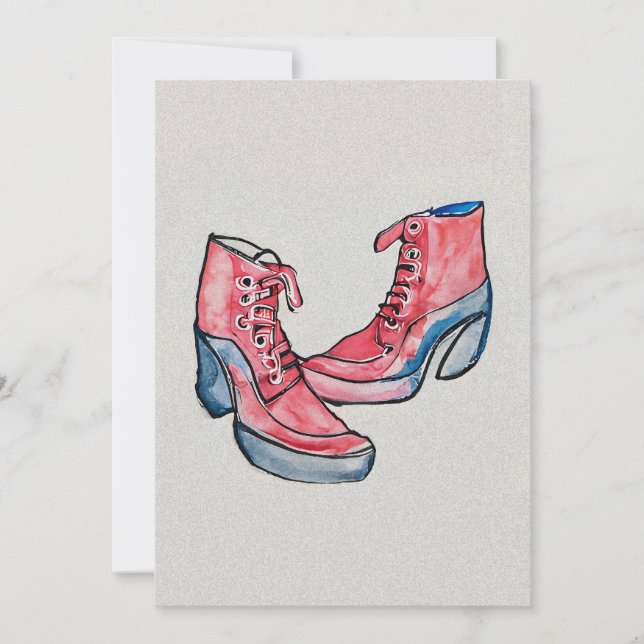 Invitation No 01, Dessin À La Main De Chaussures Drôle Collec (Devant)