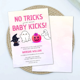 Invitation No Tricks Just Baby Kicks Halloween Baby shower