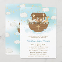 Noah's Ark Cute Animaux Garçon Baptême Christening