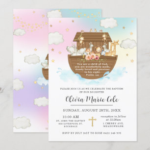 Invitation Noah's Ark Rainbow Baptism Christening Dedication