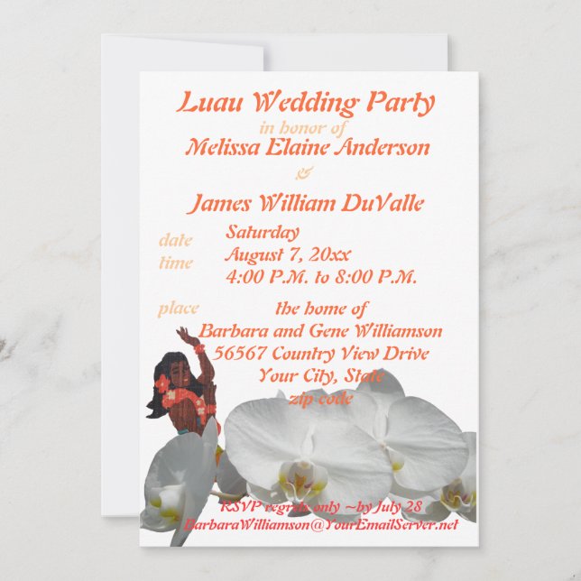 Invitation Noce de Luau pour des couples (Devant)