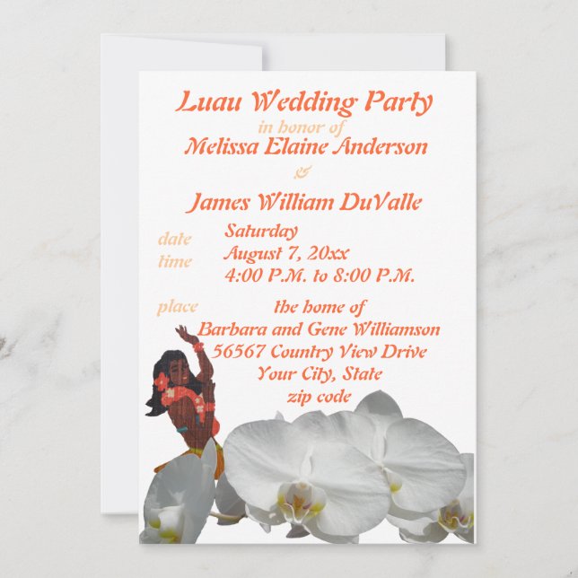 Invitation Noce de Luau pour l'invitation de couples (Devant)