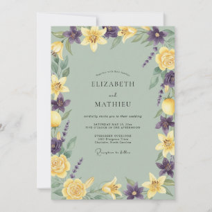 Invitation Noces au pétale de violette jaune