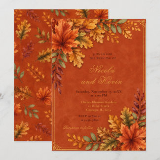 Invitation Noces aux Feuilles d'Automne Terracotta
