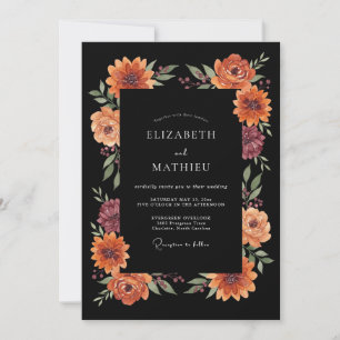 Invitation Noces aux Fleurs Terracotta Impressionnistes