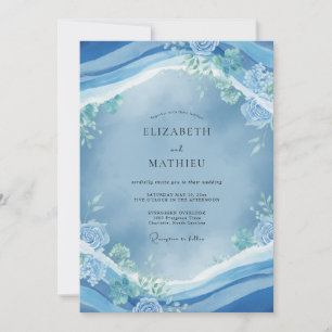 Invitation Noces Bleuet Vague Côtière Eucalyptus Doux