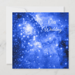 Invitation Noces cosmiques étoiles bleu outremer