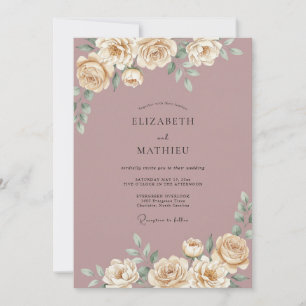 Invitation Noces d'Arche de Fleur de Rose Poussiéreuse