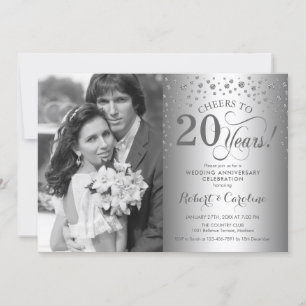 Invitation Noces d'argent 20 ans de mariage avec photo
