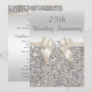 Invitation Noces d'argent 25e anniversaire de mariage Sequins