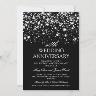 Invitation Noces d'argent de 50 ans de mariage Silver Midnigh