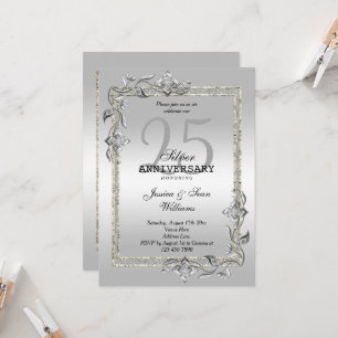 Invitation Noces d'argent et paillettes 25e anniversaire de m
