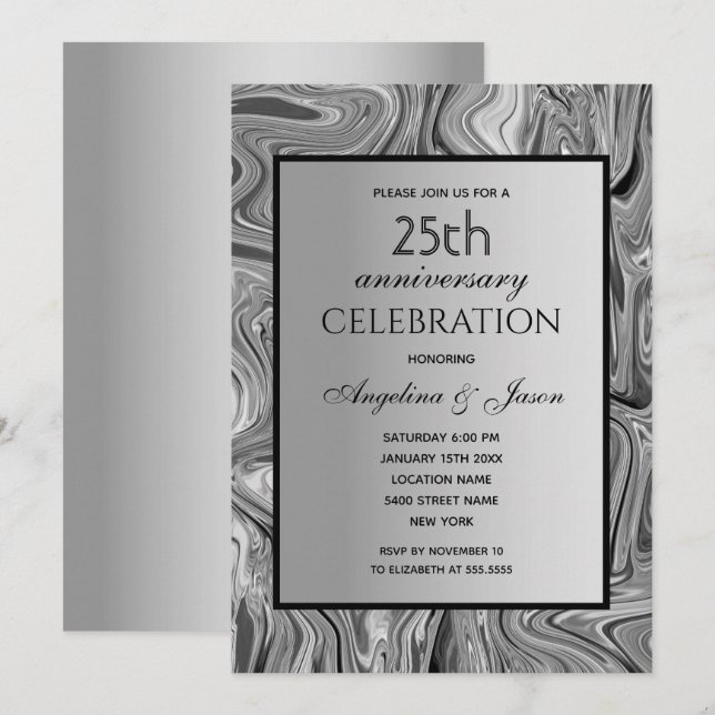 Invitation Noces de 25 ans de mariage (Devant / Derrière)
