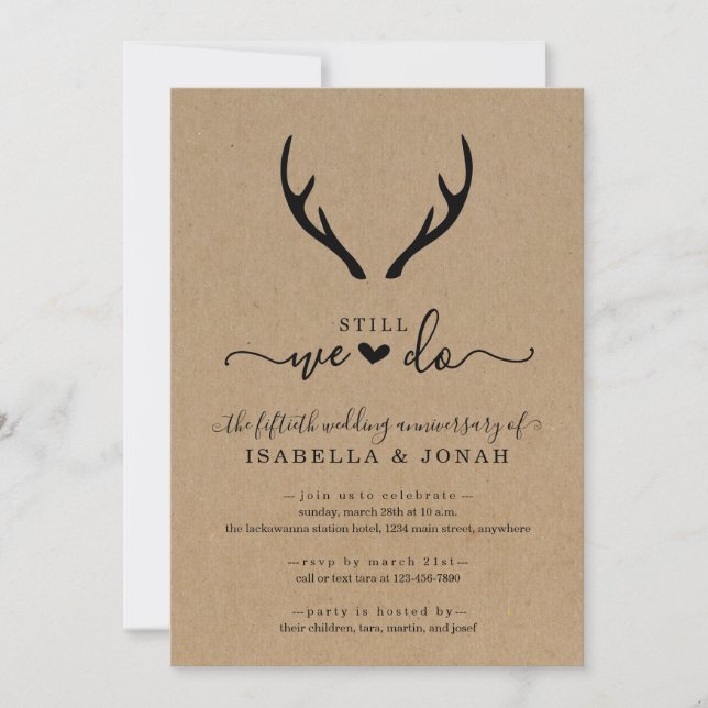 Invitation Noces de bois de cerf rustique (Devant)