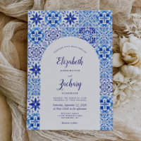Noces de carreau portugais bleu rustique en arche